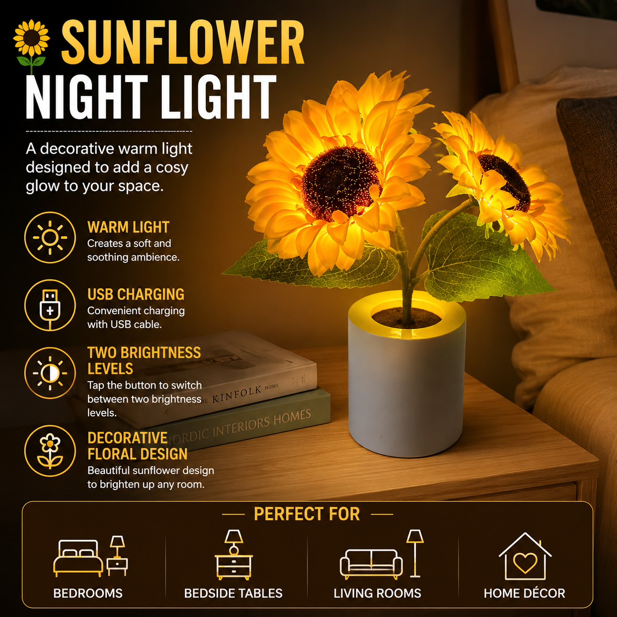 Sunflower Night Light & Mood Lamp