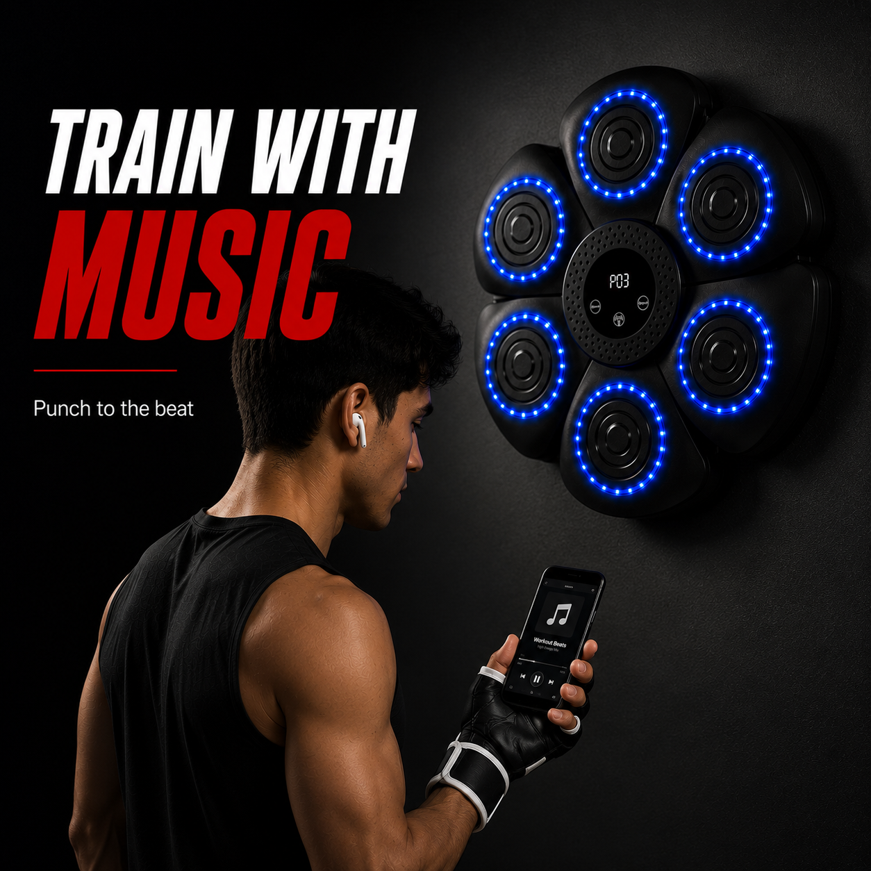 Smart Boxing Trainer With Gloves & Reaction Lights